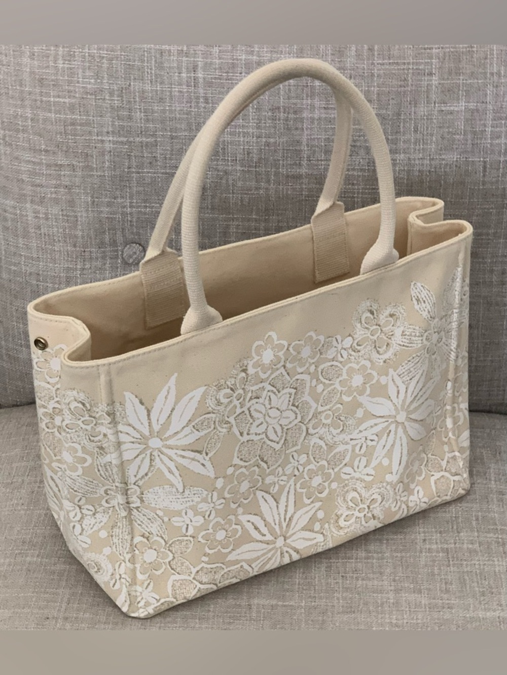 Beige Floral Canvas Tote Bag - Oscar de la Renta via Target